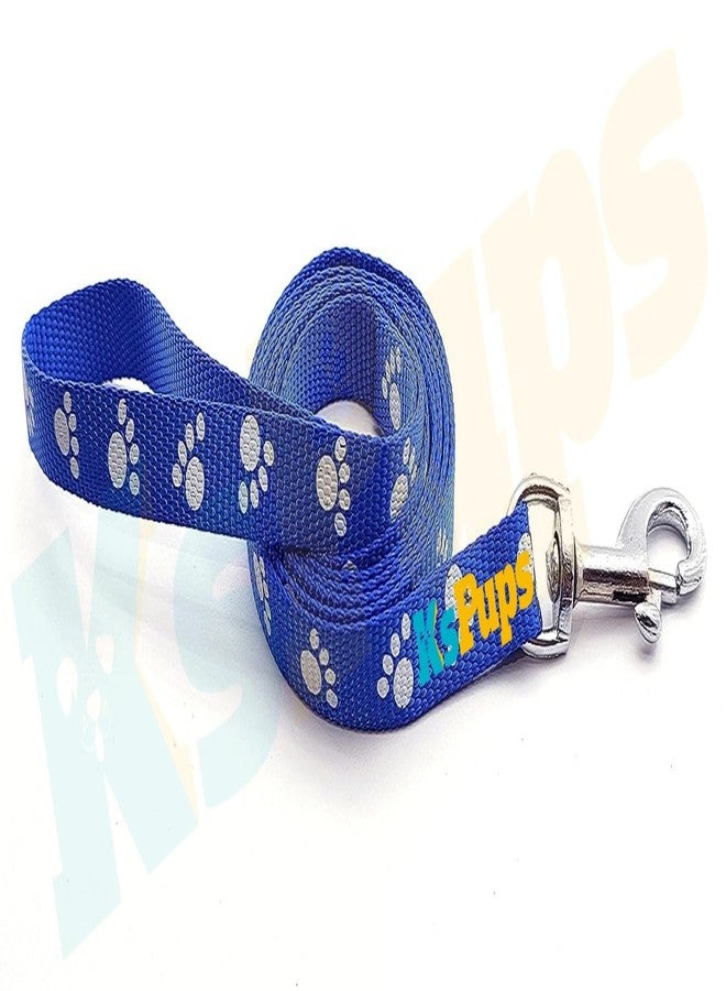 KsPups طوق ومقود من النايلون مقاس 15 مم مطبوع عليه شكل مخلب من KsPups | طقم طوق ومقود قابل للتعديل من النايلون الملون | مثالي للجراء والكلاب والقطط الصغيرة (أزرق) - Image 3